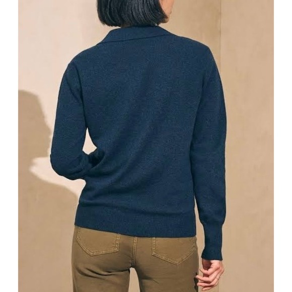 FAHERTY Jackson Sweater Polo Womens XL Navy Heather Long Sleeve Cozy Long Sleeve - Picture 2 of 15